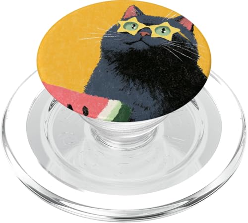 Girly | weiße Katze | Sonnenbrille | schwarze Katze mit Wasserzitrone PopSockets PopGrip für MagSafe von black / white cat cute theme