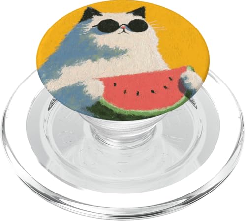Girly | weiße Katze | Sonnenbrille | schwarze Katze mit Wasserzitrone PopSockets PopGrip für MagSafe von black / white cat cute theme