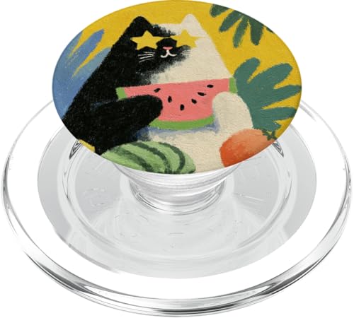 Girly | weiße Katze | Sonnenbrille | schwarze Katze mit Wasserzitrone PopSockets PopGrip für MagSafe von black / white cat cute theme
