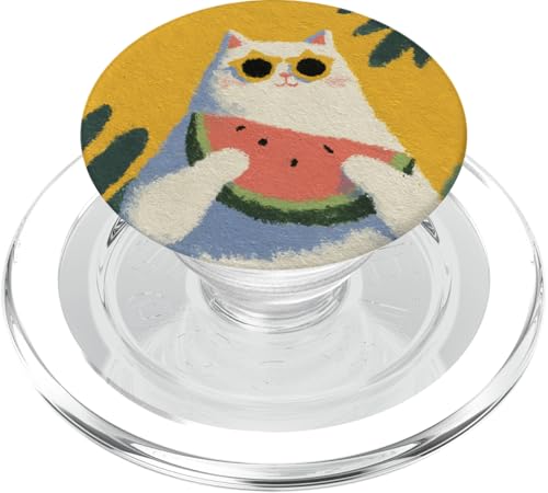 Girly | weiße Katze | Sonnenbrille | schwarze Katze mit Wasserzitrone PopSockets PopGrip für MagSafe von black / white cat cute theme