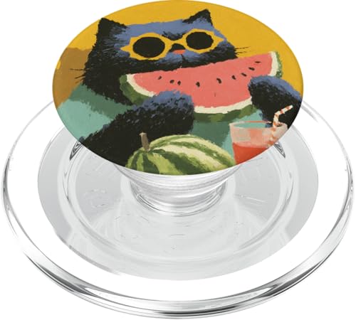Girly | weiße Katze | Sonnenbrille | schwarze Katze mit Wasserzitrone PopSockets PopGrip für MagSafe von black / white cat cute theme