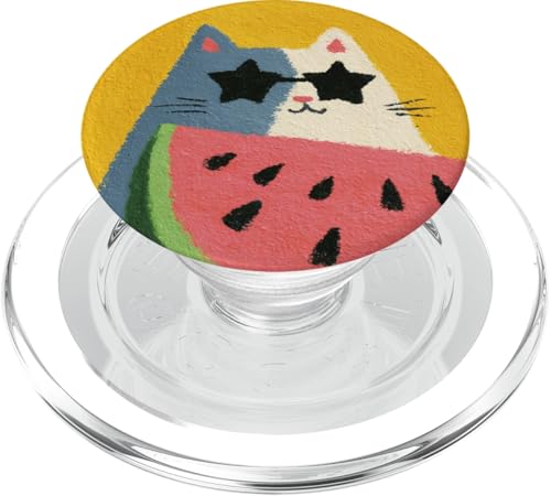 Girly | weiße Katze | Sonnenbrille | schwarze Katze mit Wasserzitrone PopSockets PopGrip für MagSafe von black / white cat cute theme