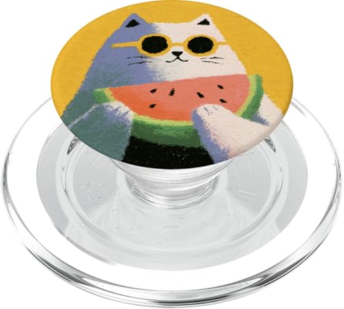 Girly | weiße Katze | Sonnenbrille | schwarze Katze mit Wasserzitrone PopSockets PopGrip für MagSafe von black / white cat cute theme