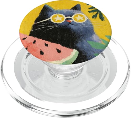 Girly | weiße Katze | Sonnenbrille | schwarze Katze mit Wasserzitrone PopSockets PopGrip für MagSafe von black / white cat cute theme