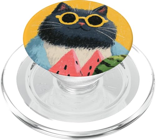 Girly | weiße Katze | Sonnenbrille | schwarze Katze mit Wasserzitrone PopSockets PopGrip für MagSafe von black / white cat cute theme