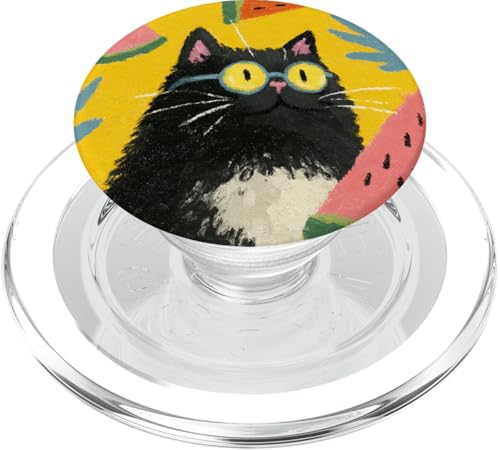 Girly | weiße Katze | Sonnenbrille | schwarze Katze mit Wasserzitrone PopSockets PopGrip für MagSafe von black / white cat cute theme