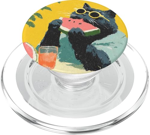 Girly | weiße Katze | Sonnenbrille | schwarze Katze mit Wasserzitrone PopSockets PopGrip für MagSafe von black / white cat cute theme