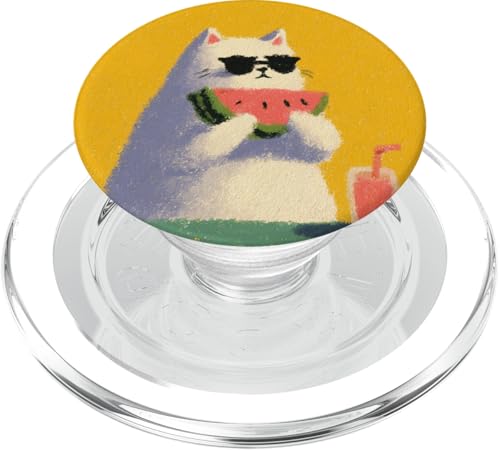 Girly | weiße Katze | Sonnenbrille | schwarze Katze mit Wasserzitrone PopSockets PopGrip für MagSafe von black / white cat cute theme