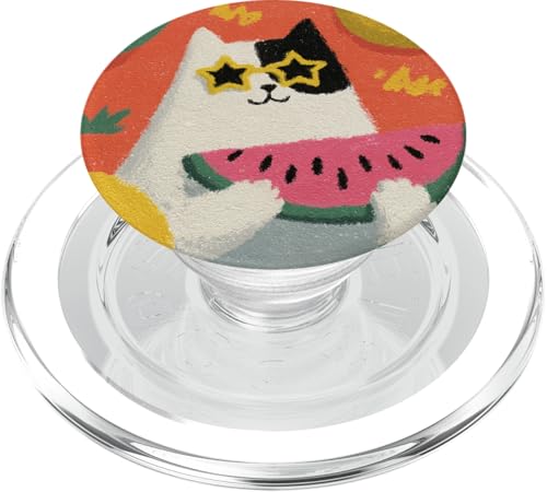 Girly | weiße Katze | Sonnenbrille | schwarze Katze mit Wasserzitrone PopSockets PopGrip für MagSafe von black / white cat cute theme