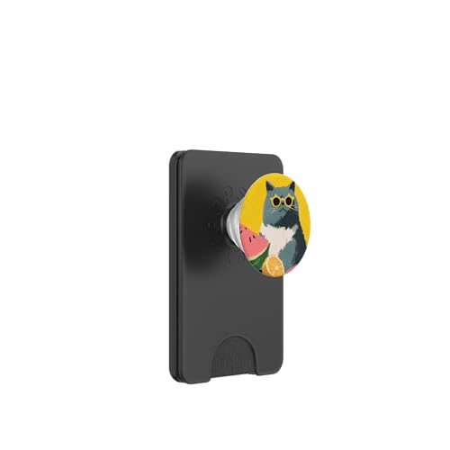 Girly | weiße Katze | Sonnenbrille | schwarze Katze mit Wasserzitrone PopSockets PopWallet für MagSafe von black / white cat cute theme