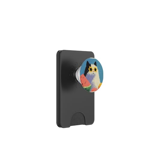 Girly | weiße Katze | Sonnenbrille | schwarze Katze mit Wasserzitrone PopSockets PopWallet für MagSafe von black / white cat cute theme