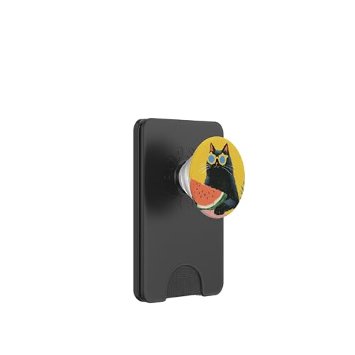 Girly | weiße Katze | Sonnenbrille | schwarze Katze mit Wasserzitrone PopSockets PopWallet für MagSafe von black / white cat cute theme