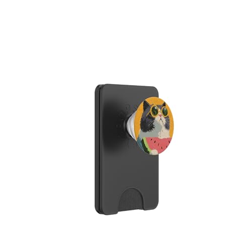 Girly | weiße Katze | Sonnenbrille | schwarze Katze mit Wasserzitrone PopSockets PopWallet für MagSafe von black / white cat cute theme