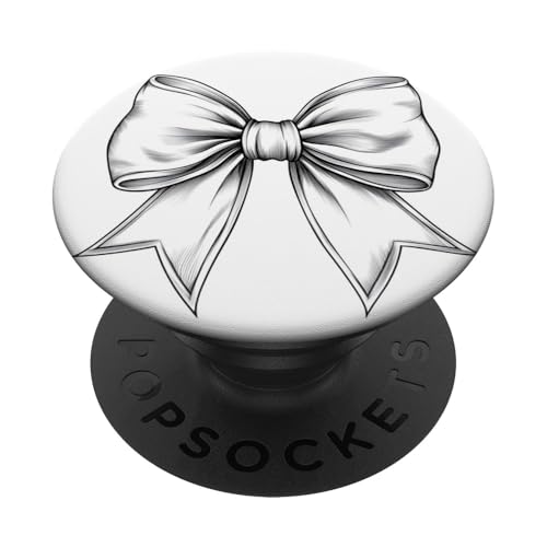 Girly | Schleife in Aquarell | Ästhetische schwarz-weiße Schleife PopSockets Klebender PopGrip von black and white bow theme