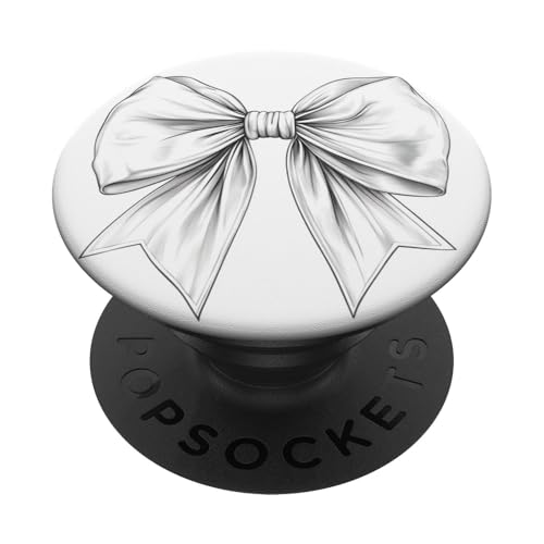 Girly | Schleife in Aquarell | Ästhetische schwarz-weiße Schleife PopSockets Klebender PopGrip von black and white bow theme