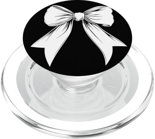 Girly | Schleife in Aquarell | Ästhetische schwarz-weiße Schleife PopSockets PopGrip für MagSafe von black and white bow theme