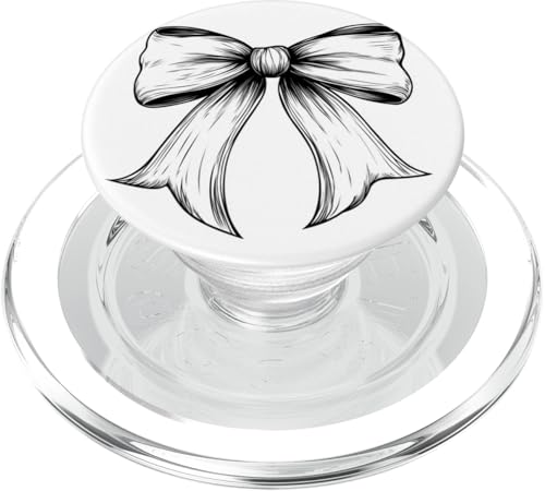 Girly | Schleife in Aquarell | Ästhetische schwarz-weiße Schleife PopSockets PopGrip für MagSafe von black and white bow theme