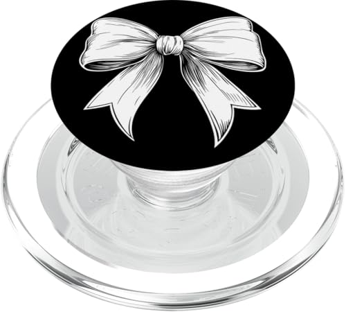 Girly | Schleife in Aquarell | Ästhetische schwarz-weiße Schleife PopSockets PopGrip für MagSafe von black and white bow theme