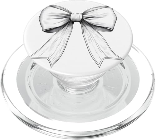Girly | Schleife in Aquarell | Ästhetische schwarz-weiße Schleife PopSockets PopGrip für MagSafe von black and white bow theme