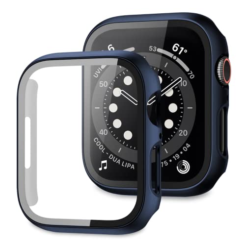blackKoala Hard Schutz Hülle, Displayschutzfolie Kompatibel mit Apple Watch Series, TPU Panzerfolie, blasenfreie Gehäuse, Cover Case, Glas Displayschutz für iWatch Series (41mm, Blue) von blackKoala