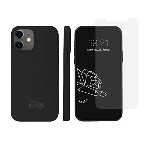 blackKoala Panther Silikonhülle mit kostenlosem Panzerglas, Handyhülle, Dünne Schutzcase, Stoßfest Silikon Case für iPhone 12 Mini (Schwarz) von blackKoala