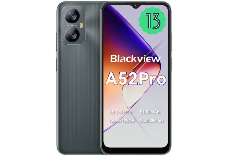 blackview A52Pro(6+128) Smartphone (6.5 Zoll, 128 GB Speicherplatz, 13 MP Kamera, Fingerabdruck, Dual SIM 4G, Android 13) von blackview