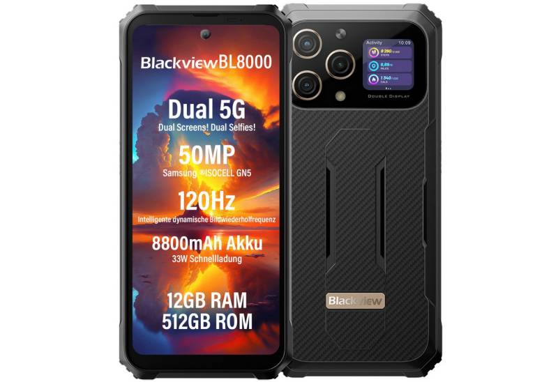 blackview BL8000 Smartphone (6.78 Zoll, 512 GB Speicherplatz, 50 MP Kamera, 5G MediaTek Dimensity 7050, NFC/Face ID/GPS/IP69K) von blackview