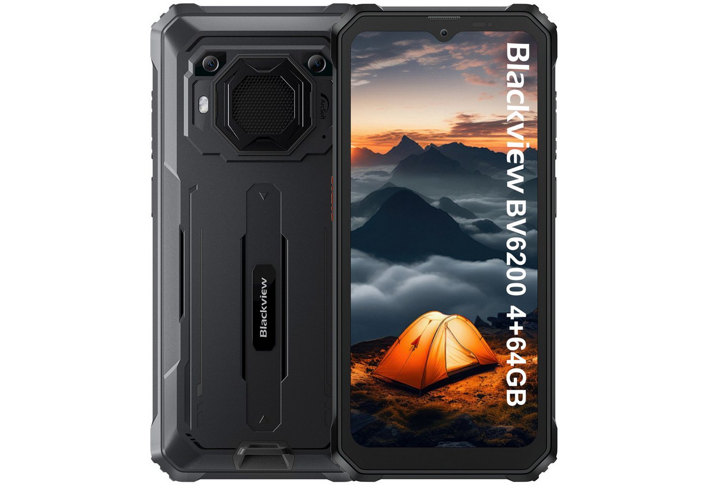 blackview BV6200 Smartphone (6.56 Zoll, 64 GB Speicherplatz, 13 MP Kamera, 13000mAh Akku, 98dB Lautsprecher, Face ID/GPS/IP69K/Handschuh-Modus) von blackview