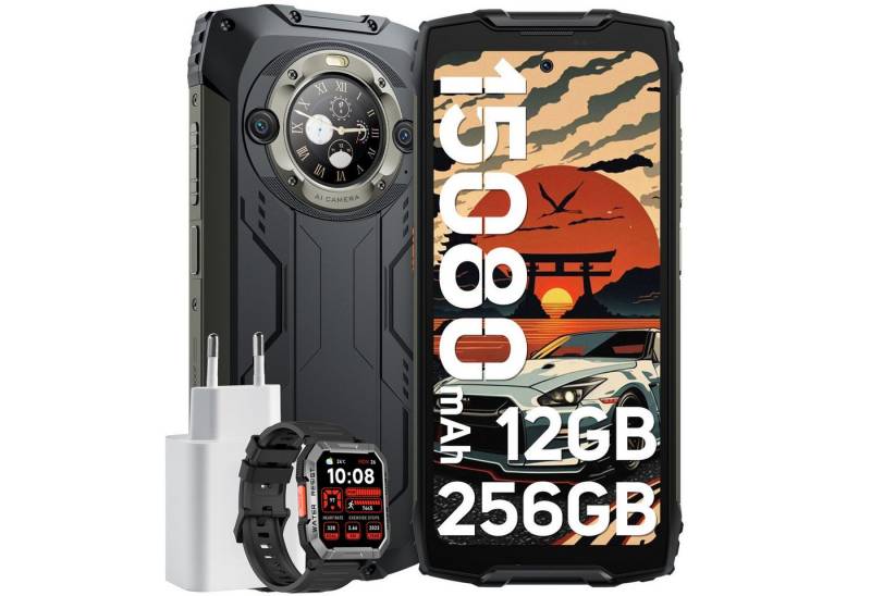 blackview BV9300Pro AI zwei Bildschirmen Ohne Vertrag incl. 45W USB-Ladegerät Smartphone (12 GB Speicherplatz, 64 MP Kamera, Zwei-Display, 2.4K, 120Hz, 15080mAh/ 33W, NFC/IP69K/FM/OTG) von blackview