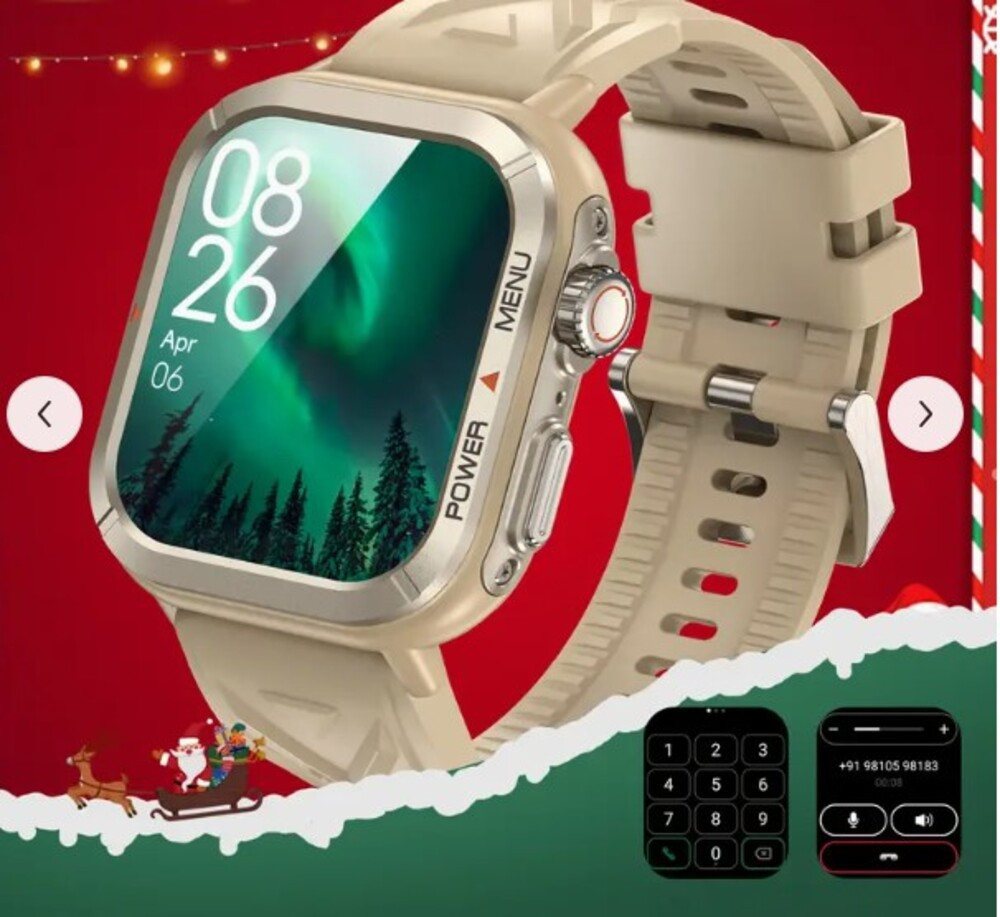 blackview Fur Herren Smartwatch (2.01 Zoll, Andriod iOS), mit Taschenlampe Kompass,SOS Unterstützt 100 Sportmodi Outdoor Sport von blackview