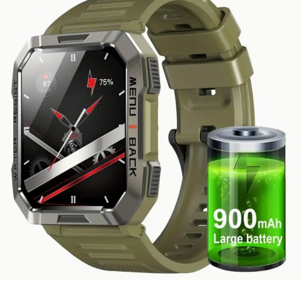blackview Fur Herren Smartwatch (2.01 Zoll, Andriod iOS), mit Taschenlampe Kompass,SOS Unterstützt 100 Sportmodi Outdoor Sport von blackview