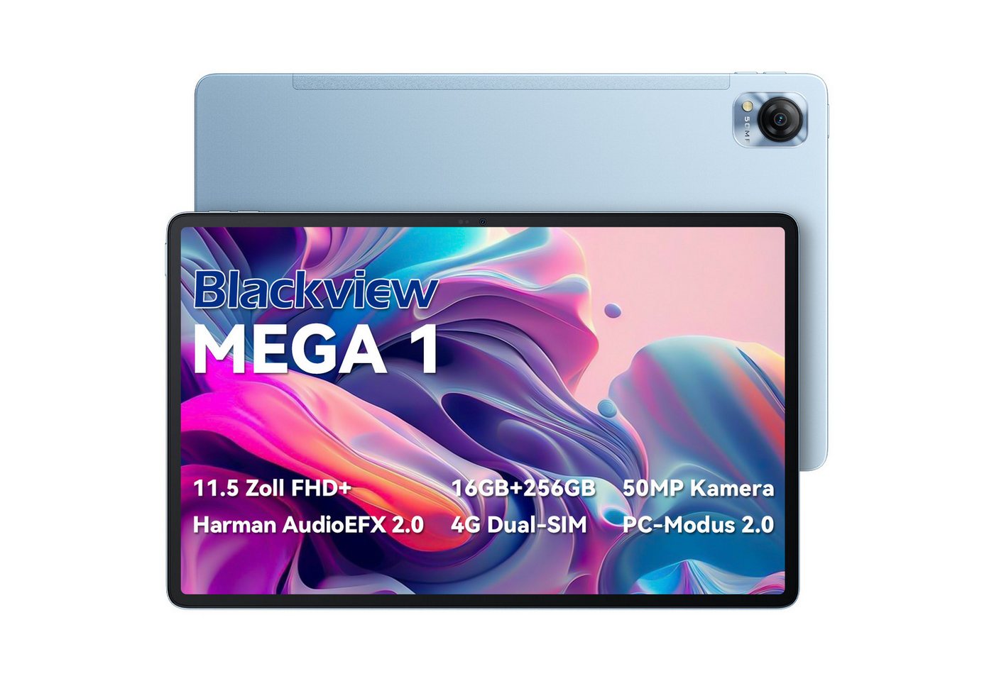 blackview Mega1(8+256) Tablet (11,5, 256 GB, 4G LTE, 2.4K 120 Hz Display, 50MP Kamera, Unterstützt PC-Modus, mit Hülle)" von blackview