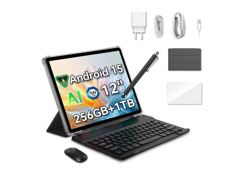 blackview Mega2 (8+256) 4G incl. Stift, Maus, Tastatur, kabelgebundenes Headset Tablet (12", 256 GB, 4G (LTE), 2.4K, 120 Hz Display, Android 15, 9000mAh, LTE) von blackview
