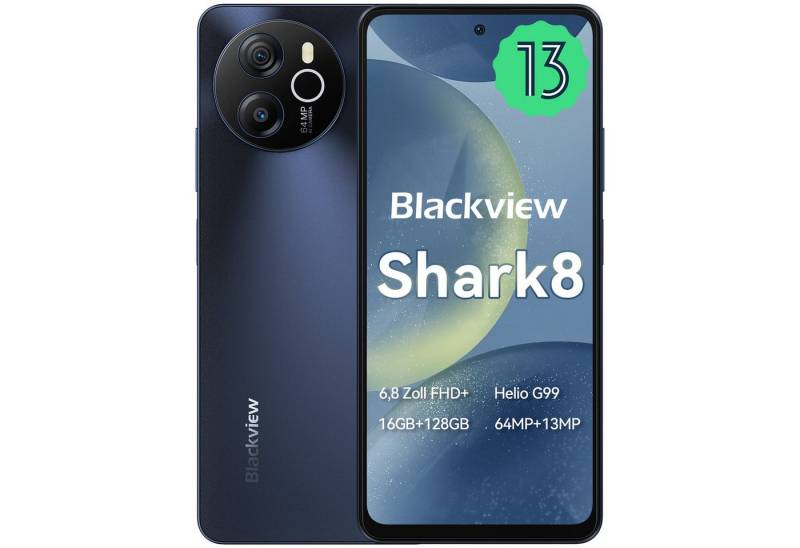 blackview Shark8(8+128) Smartphone (6.8 Zoll, 128 GB Speicherplatz, 64 MP Kamera, 2.4K Display, Dual 4G, NFC/Face ID) von blackview