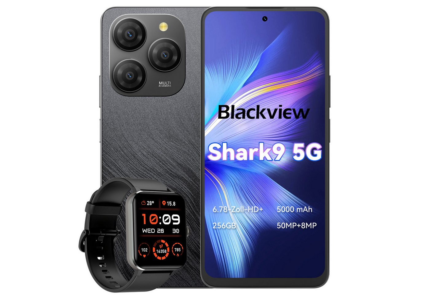 blackview Shark9 5G AI incl. R50 Smartphone (6,7 Zoll, 50 MP Kamera, Dual 5G, Android 14, NFC) von blackview
