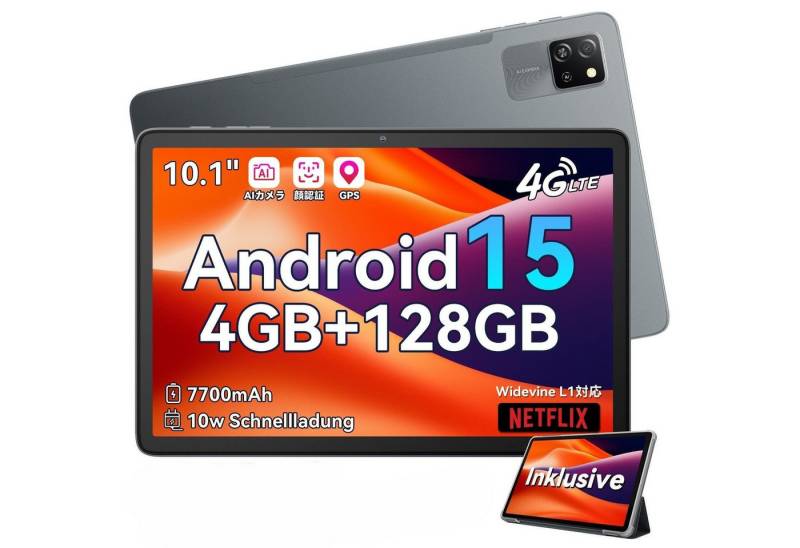 blackview Tab60Pro 4G LTE incl. Hülle Tablet (10.1", 128 GB, 4G LTE, Android 15, 4G LTE, 7700 mAh, incl Schutzhülle, PC-Modus) von blackview