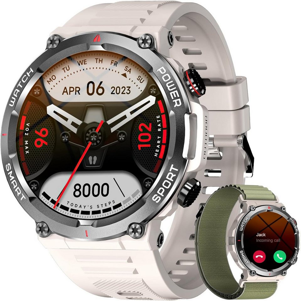 blackview W50 Fitness-Uhr mit Blutdruck- und Schlafüberwachung für Herren Smartwatch (3.53 cm/1.39 Zoll), 1-tlg., Atemtraining, Sitzplatzerinnerung, 100+ Sportmodi & 5ATM Wasserdicht von blackview
