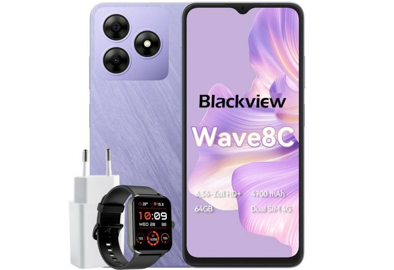 blackview Wave8C 2+64GB incl. 10W USB-Ladegerät und R50 Smartphone (13 MP Kamera, Android 14, Dual SIM 4G, AI-Dialog) von blackview