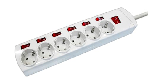 Mehrfachsteckdose mit 6 Steckdosen mit unabhängigen Schaltern, ideal für die Verwaltung und Steuerung elektrischer Geräte zu Hause oder im Büro. Mehrfachsteckdose mit 6 Steckdosen mit unabhängigen Schaltern, ideal für die Verwaltung und Steuerung elektrischer Geräte zu Hause oder im Büro. von blendend