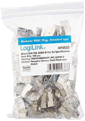 RJ45-Stecker, FTP, Cat5e, geschirmt, Beutel mit 100 Stück, ideal für Hochgeschwindigkeitsnetzwerke und Verbindungen. RJ45-Stecker, FTP, Cat5e, geschirmt, Beutel mit 100 Stück, ideal für Hochgeschwindigkeitsnetzwerke und Verbindungen. von blendend