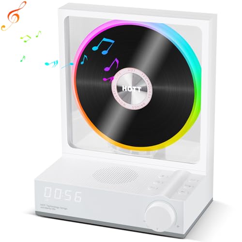 HOTT CD Player Tragbar, Bluetooth 5.3 Desktop CD Player mit RGB-Lichtern, Tragbarer CD Player mit HiFi Lautsprechern, Unterstützt TF-Karte, Transkription, Timer, LED-Bildschirm für Zuhause, Geschenk von bodymaster