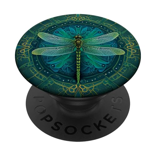 Grüne Libelle mit Blumenmuster || Friedensmandala || Grünes Mand PopSockets Klebender PopGrip Grüne Libelle mit Blumenmuster || Friedensmandala || Grünes Mand PopSockets Klebender PopGrip von boho theme