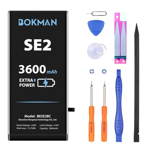 bokman Akku für iPhone SE 2020, Hohe Kapazität erhöht mit 3600 mAh Polymer-Lithium-Batterie Ersatz mit Reparatursatz von bokman