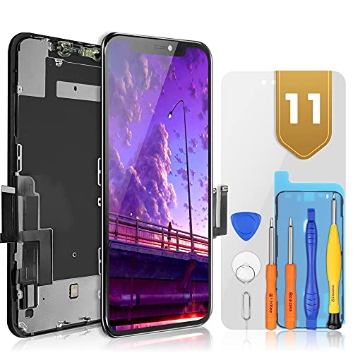 bokman Display Reparaturset kompatibel mit Schwarz iPhone 11 (inkl. Glas, Retina LCD, Touchscreen), Passendes Profi-Werkzeugset enthalten von bokman