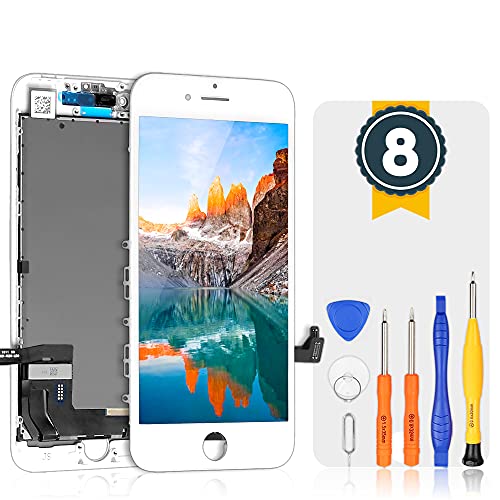 bokman Display Reparaturset kompatibel mit Weiß iPhone 8 (inkl. Glas, Retina LCD, Touchscreen), Passendes Profi-Werkzeugset enthalten von bokman