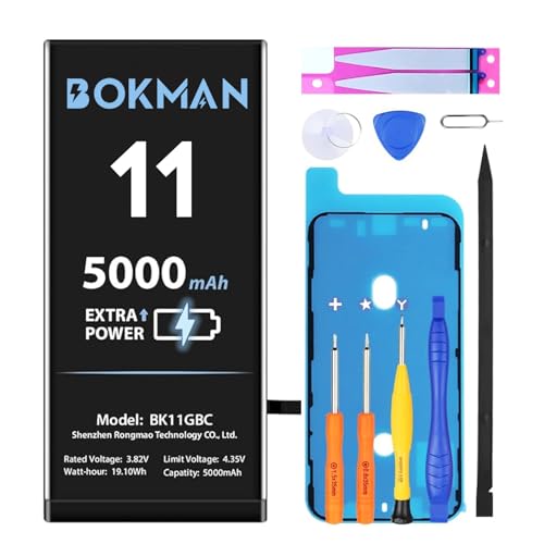 bokman Akku für iPhone 11 5000 mAh, hohe Kapazität Li-Ionen-Polymer-Akku mit Allen Werkzeug-Kits bokman Akku für iPhone 11 5000 mAh, hohe Kapazität Li-Ionen-Polymer-Akku mit Allen Werkzeug-Kits von bokman