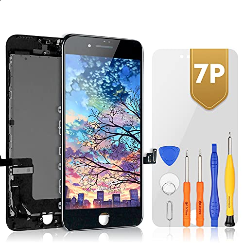 Bokman Display Reparaturset kompatibel mit Schwarz iPhone 7 Plus (inkl. Glas, Retina LCD, Touchscreen), Passendes Profi-Werkzeugset enthalten von bokman