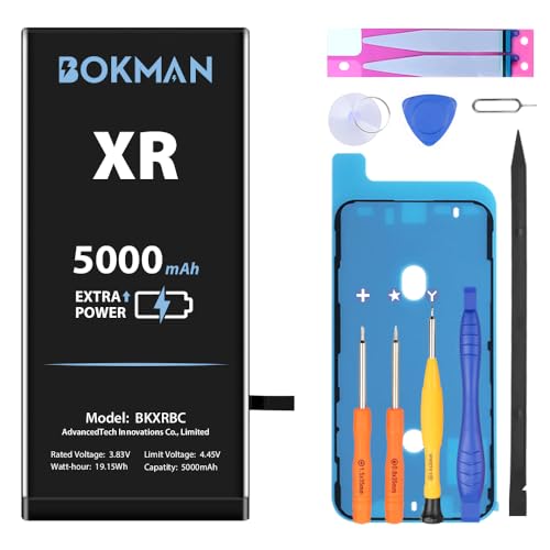bokman für iPhone XR Akku, Hochkapazitiver 5000-mAh-Li-Ionen-Polymer-Akku mit Allen Werkzeugsätzen von bokman