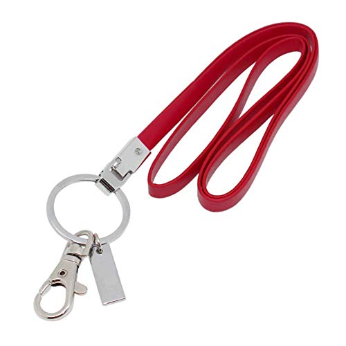 Boshiho PU Leder-Schlüsselband, mit starkem Clip und Schlüsselanhänger für Schlüssel, Ausweiskartenhalter, USB-Stick oder Handy 40,6 cm rot von boshiho