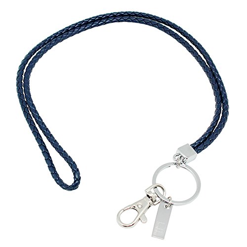 Boshiho PU Leder-Schlüsselband, mit starkem Clip und Schlüsselanhänger für Schlüssel, Ausweiskartenhalter 40,6 cm blau von boshiho